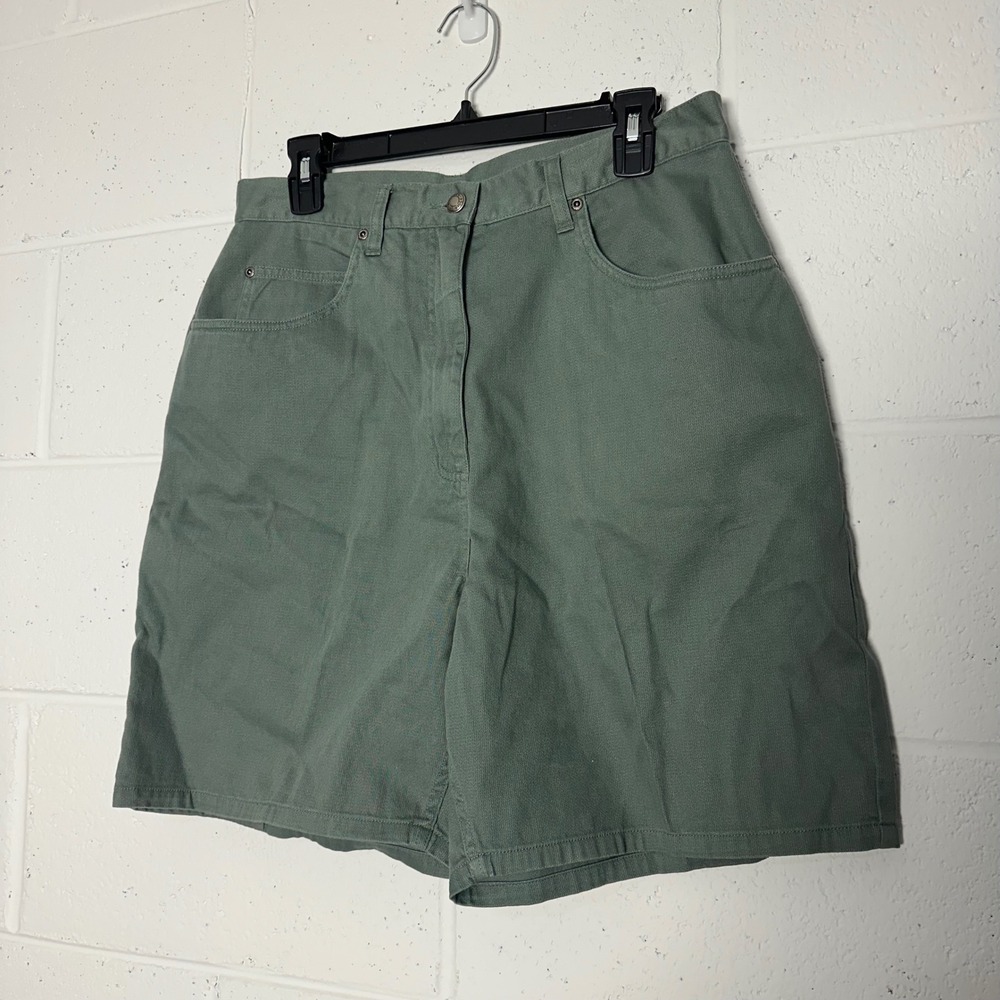 Woolrich Womens  Sage Green High Rise Cotton Utility Carpenter Shorts Size 14